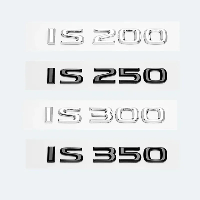 QA 3D ABS For Lexus Car Trunk Logo Letters IS200 IS250 IS300 IS350 IS300h IS200t HYBRID Chrome Glossy Black Emblem Badge Sticker