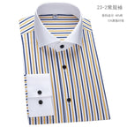 Men's French cufflink shirt with slim fit and contrasting color collar, Windsor collar, striped formal long sleeved shir