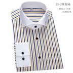 Men's French cufflink shirt with slim fit and contrasting color collar, Windsor collar, striped formal long sleeved shir