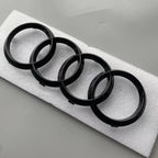 ABS 4-Ring Bright Black Car Hood Front Grill Emblem Rear Trunk Badge V6T Sticker Modified Accessories for Audi S4 2020-2024