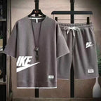 Fashionable, casual and trendy men's sportswear set, short-sleeved T-shirt and outdoor summer sports shorts set, new size M-3XL
