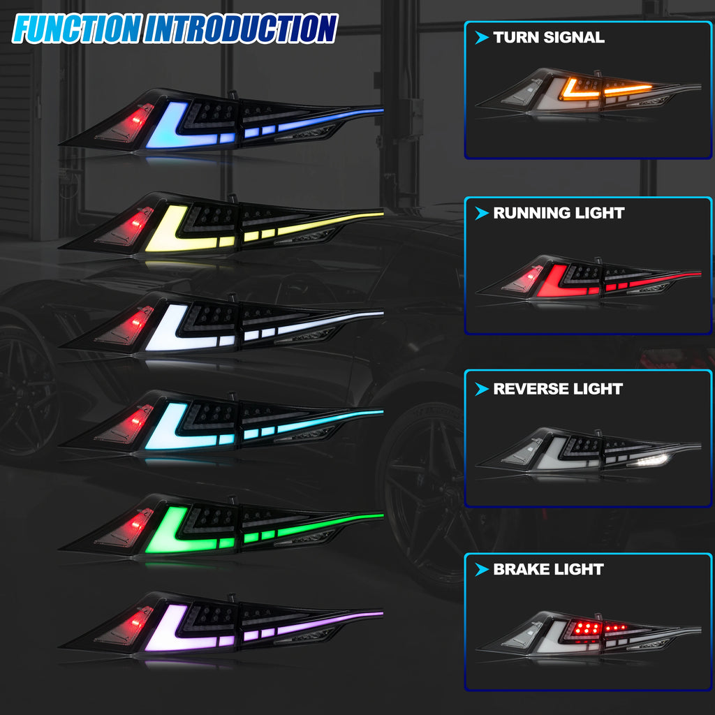 LED RGB Tail Lights for Lexus IS250 IS350 IS200t IS300 ISF 2014-2020 3IS Sequential Turn Signal Rear Trunk Lid Lamps Assembly