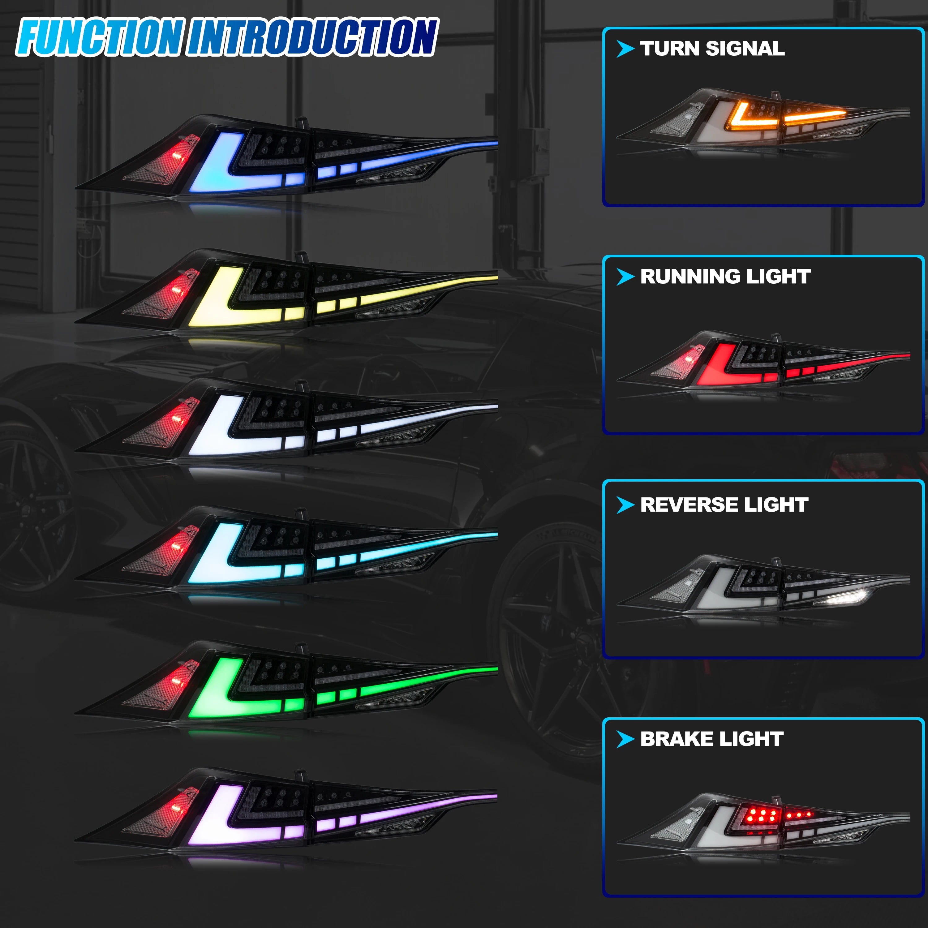 LED RGB Tail Lights for Lexus IS250 IS350 IS200t IS300 ISF 2014-2020 3IS Sequential Turn Signal Rear Trunk Lid Lamps Assembly