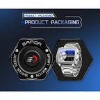 SANDA 6163 Fashion Trend Men's Quartz Watch Fashion Square Watch Countdown Sports Waterproof Dual Display Digital Men's Watches