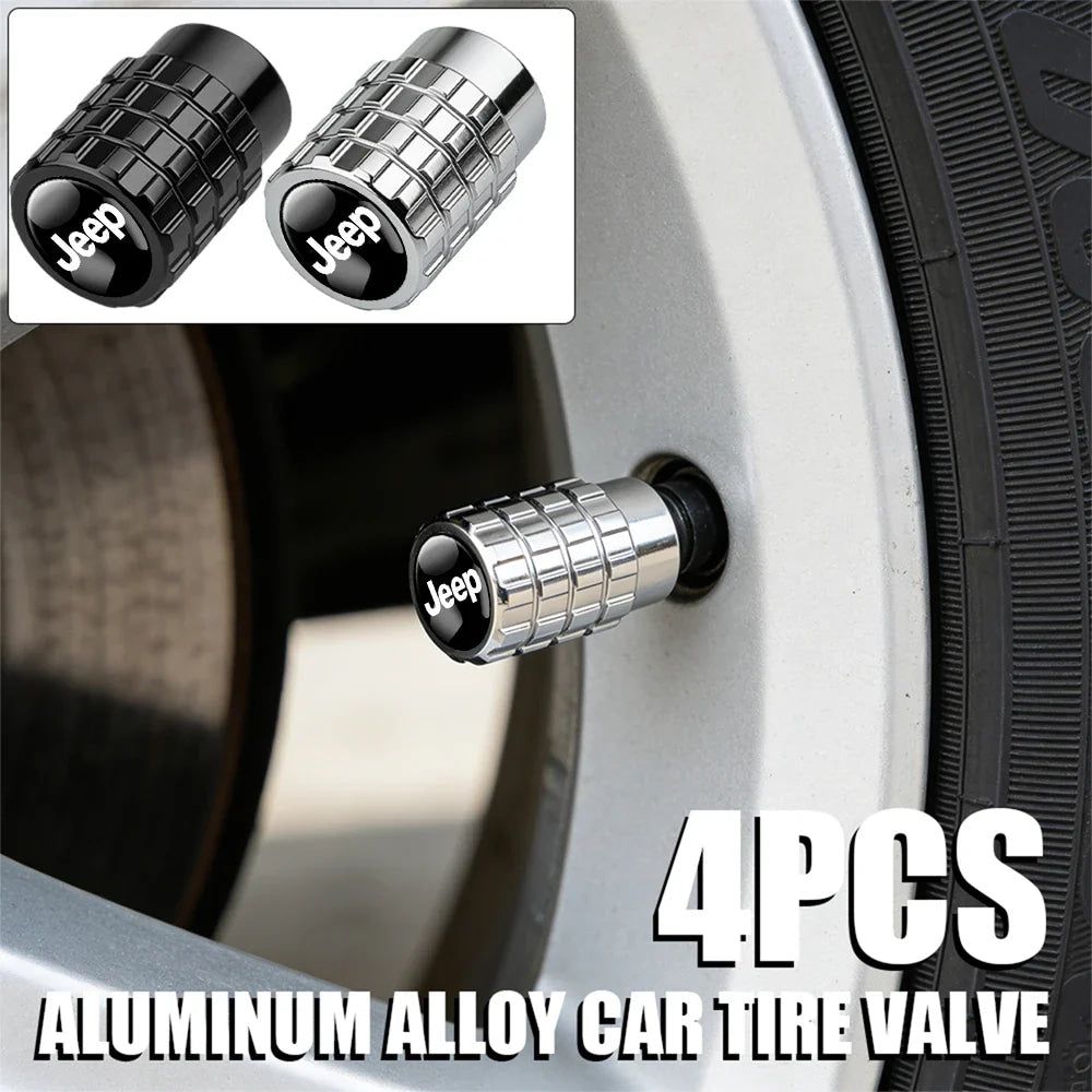 4Pcs Car Emblem Valve Cap Wheel Valves Dust Cover Tire Accessories For Jeep Wrangler Renegade Compass Gladiator Cherokee JL JK