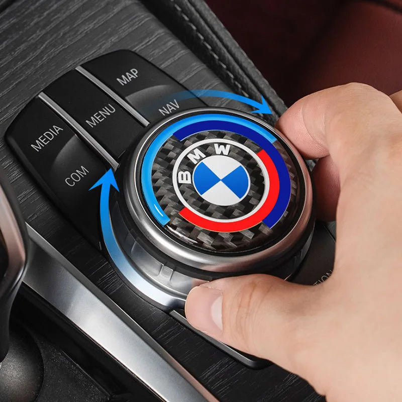 4.5CM 4.8CM Carbon Fibre Car Center Console Knob Stickers Decoration Accessories For BMW 1 2 3 4 5 6 Series GT Z4 X3 X4 X5 X6 X7