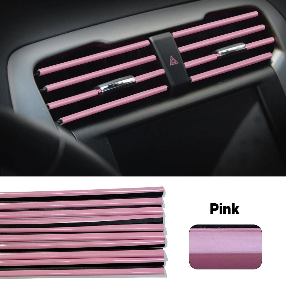 10 Uds. De accesorios coloridos para coche, bricolaje, salida de aire acondicionado Interior, rejilla de ventilación, tira decorativa cromada, decoración de estilo de coche