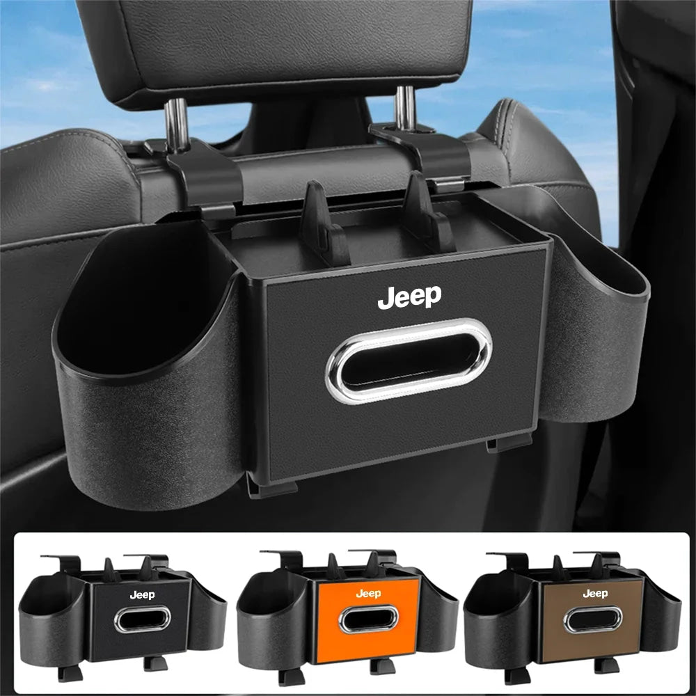 Car Backseat Tissue Organizer Cup Holder Accessories For Jeep Wrangler Renegade Compass Gladiator Cherokee Grand Patriot Libert