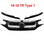 For Honda Civic 10th Gen 2016-2021 Front Grille Racing Grill Net Car Grid Splitter Upper Bumper Hood Mesh Grills