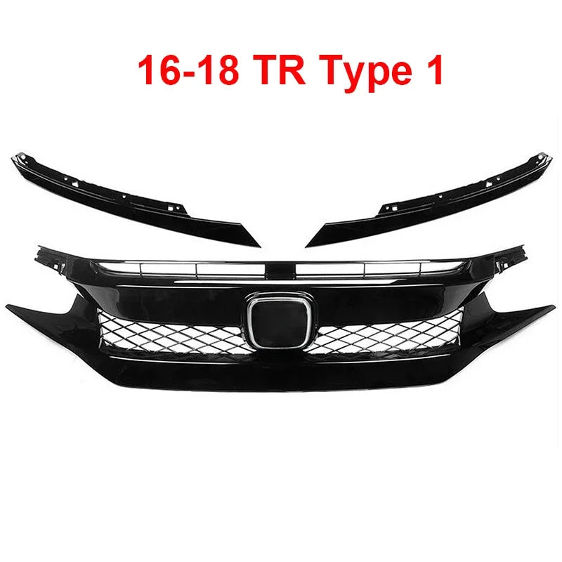 For Honda Civic 10th Gen 2016-2021 Front Grille Racing Grill Net Car Grid Splitter Upper Bumper Hood Mesh Grills