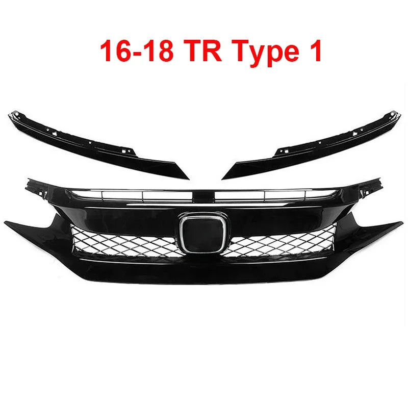 For Honda Civic 10th Gen 2016-2021 Front Grille Racing Grill Net Car Grid Splitter Upper Bumper Hood Mesh Grills
