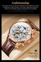 OLEVS 6658 Mens Watch Business Leather Strap Reloj  Hollow out Mechanical Automatic Wristwatch Waterproof Luminous Watch For Man