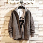 Autumn and Winter New Fleece Thicken Large Size Casual Loose Sweater Men's Jacket Stand-up Collar Cardigans
