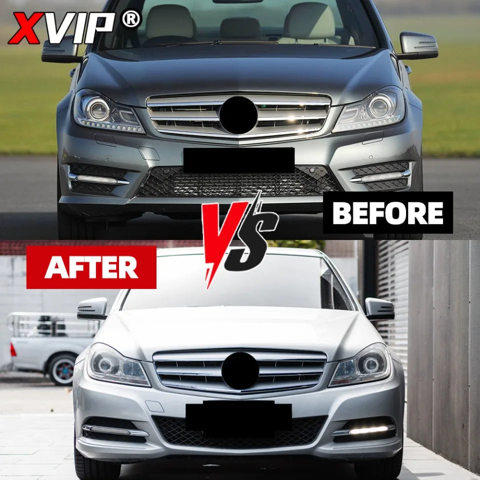 XVIP Chrome Silver Sport Style Racing Grille Bumper Grill For Mercedes Benz C-Class W204 2008-2014 C180 C200 C250 C280 C300 C350