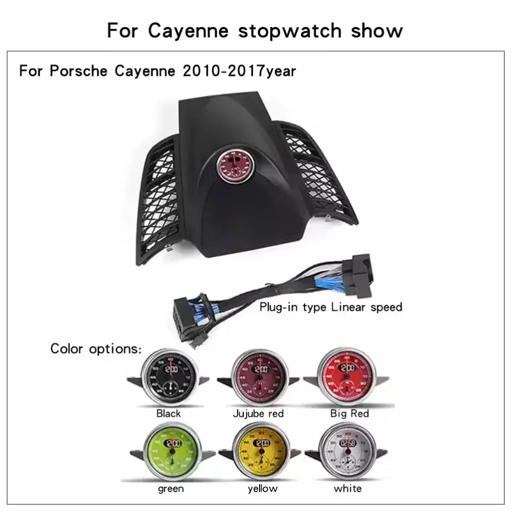 Car Stopwatch Panel Cover For Porsche Cayenne 958 chrono watch Interior Center Dashboard Clock Compass Modification Accessories