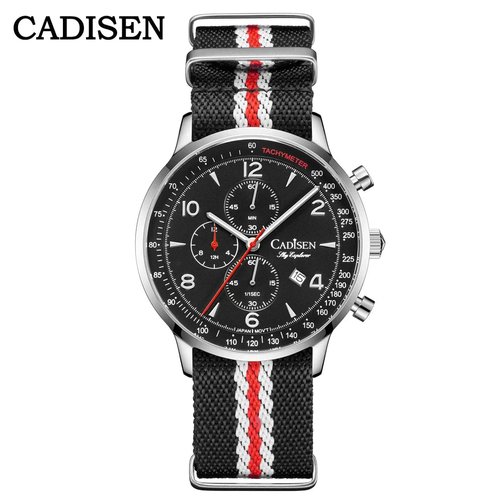 CADISEN New Chronograph Men's Quartz Watch Top Luxury Watches For Men MIYOTA 0S10 AR Mirror Waterproof Canvas Men's Wristwatch