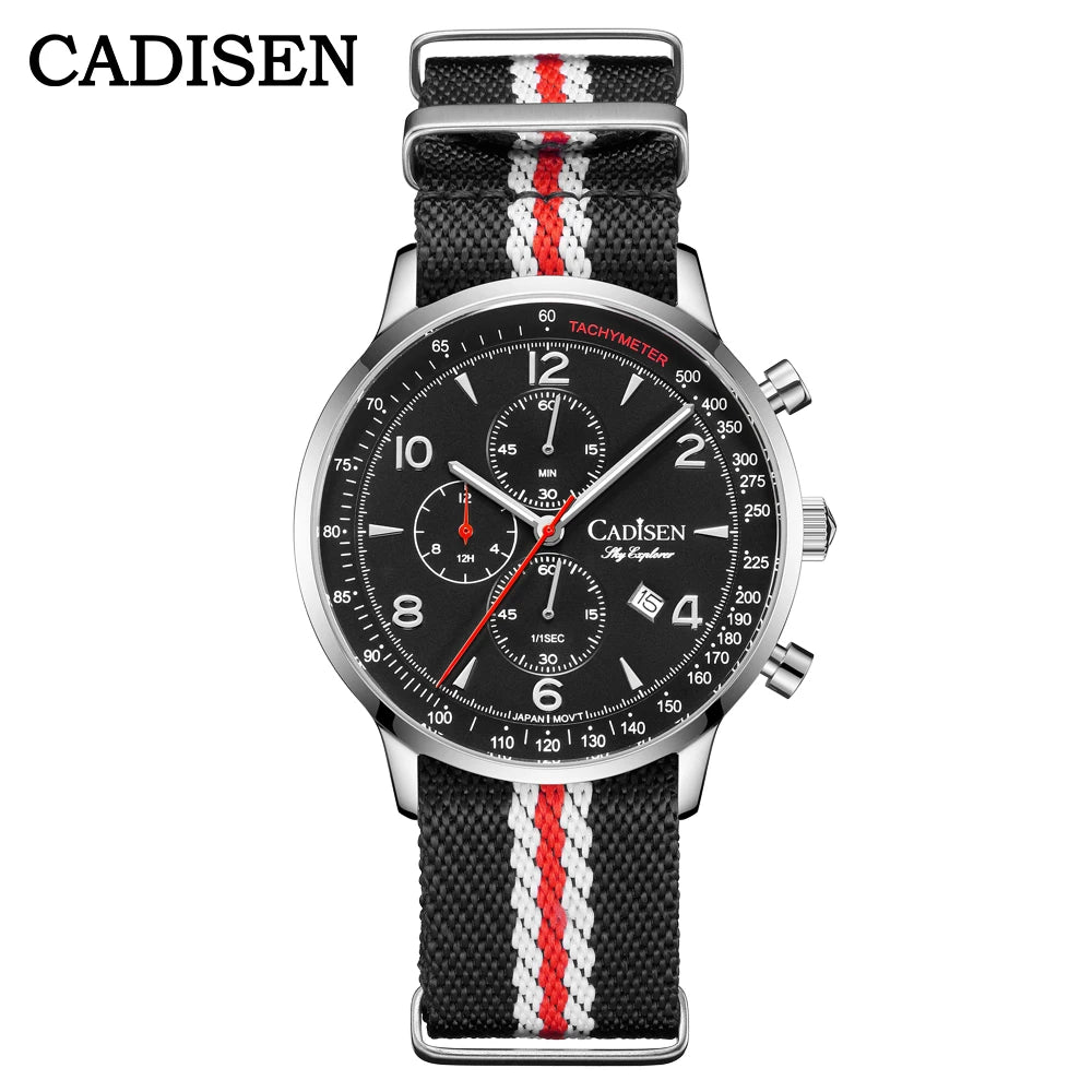 CADISEN New Chronograph Men's Quartz Watch Top Luxury Watches For Men MIYOTA 0S10 AR Mirror Waterproof Canvas Men's Wristwatch