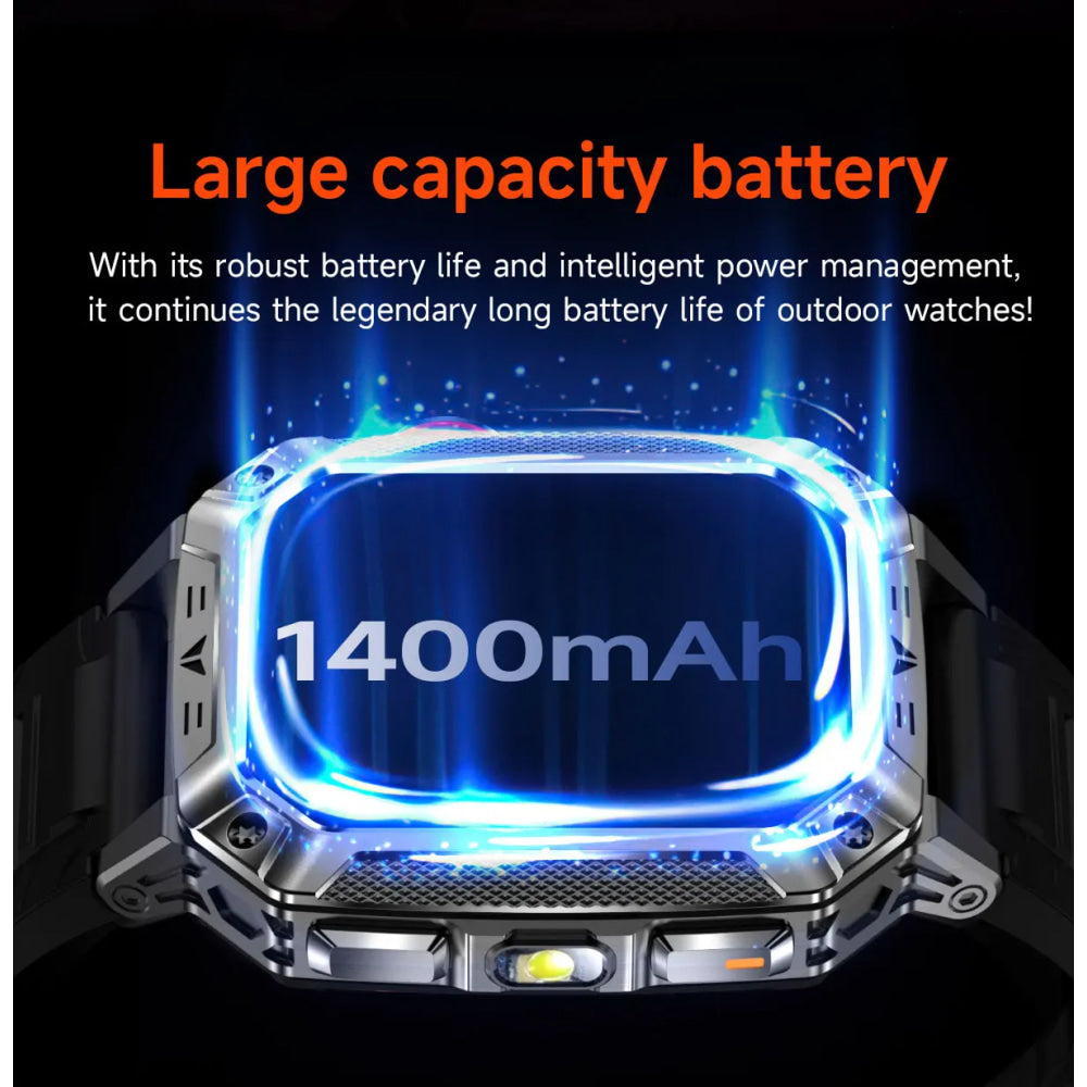 2026 TANK New 1400mAh Military GPS Smart Watch Men 2.01" AMOLED Screen 10ATM Waterproof Clock SOS Call Flashlight Smartwatch iOS