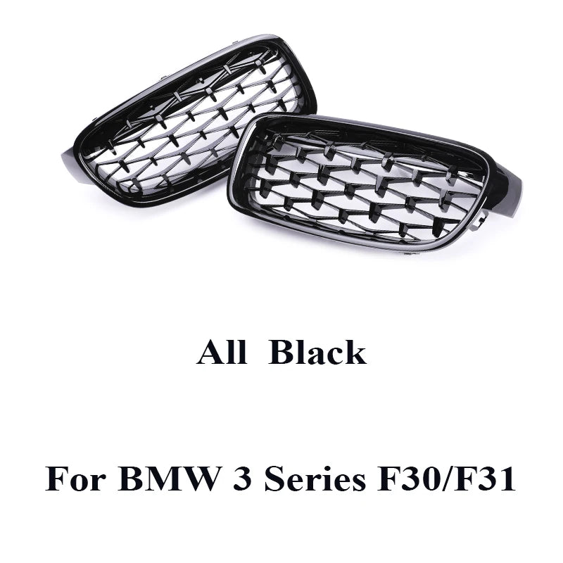 Kidney Front Racing Grille Chrome Black Silver Points Diamond Style Grill For BMW 3 Series F30 F31 2012-2019 320i 328i 330i 340i