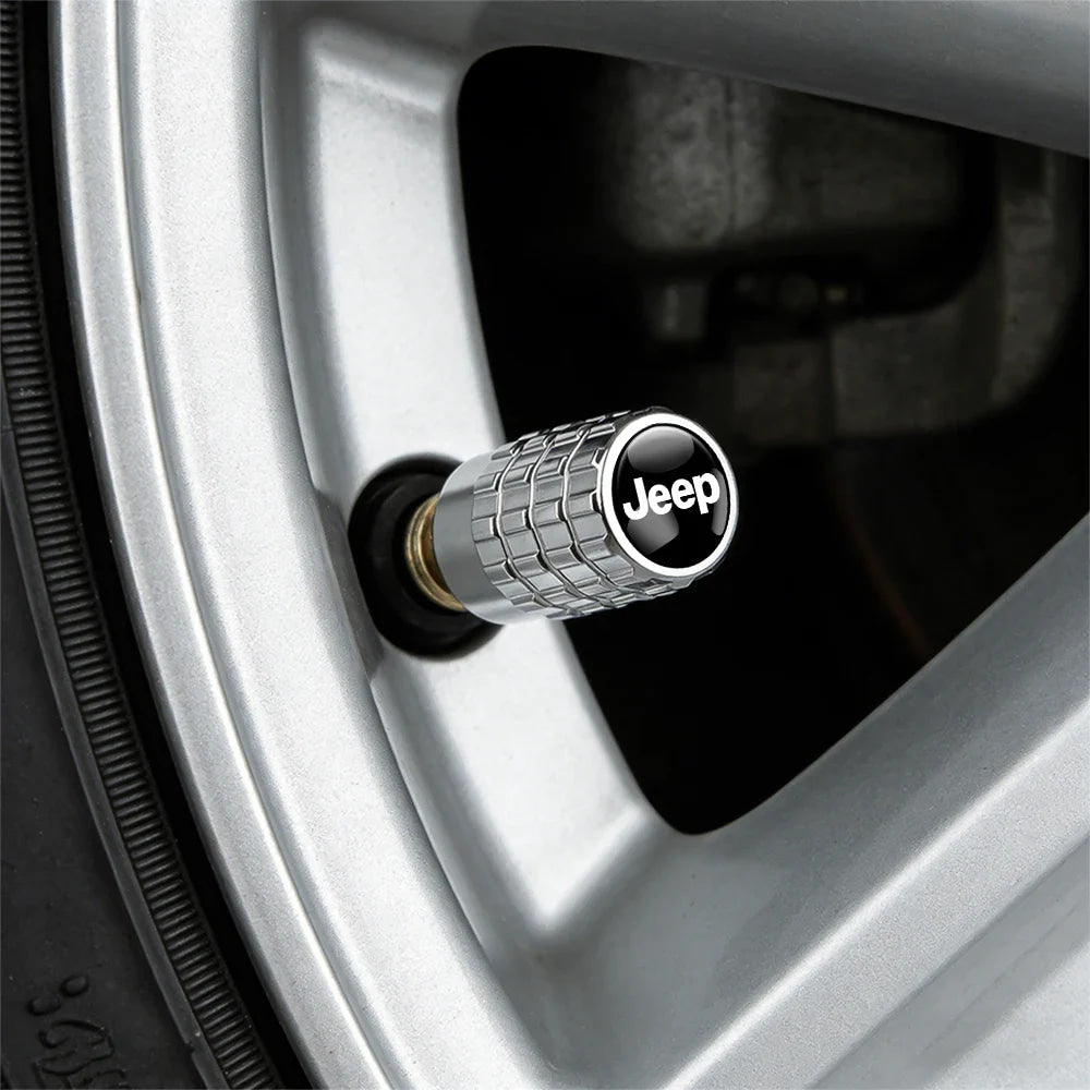 4Pcs Car Emblem Valve Cap Wheel Valves Dust Cover Tire Accessories For Jeep Wrangler Renegade Compass Gladiator Cherokee JL JK