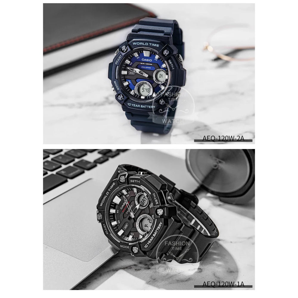 Casio Men's Dual display Multi-function electronic watch AEQ-120W series