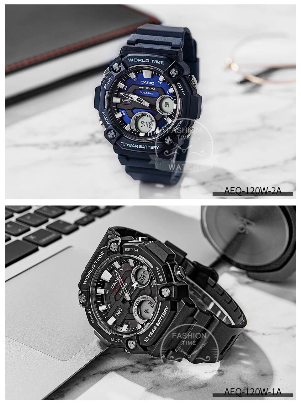 Casio Men's Dual display Multi-function electronic watch AEQ-120W series