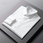 Camisa de color sólido de manga larga informal y de moda para hombre Top de negocios sin planchar y resistente a las arrugas