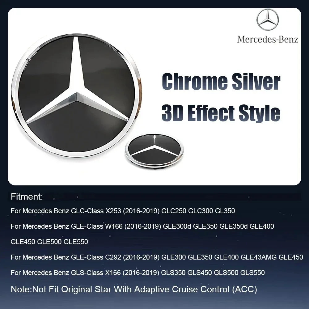 Front Grill Star Emblem  Logo Badge For Mercedes BenzX253 GLE GLC GLS W166 C292 X166 2016-2019