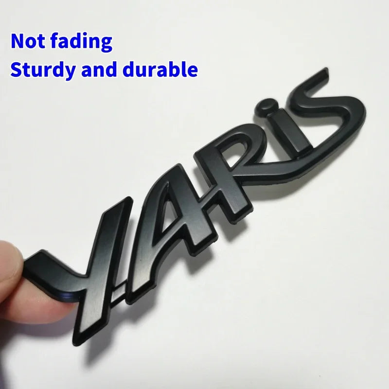 3D Metal Yaris Logo Emblem Badge Matte black Chrome Plated Trunk Letter Sticker For Toyota Yaris Car Exterior Decor Accessories