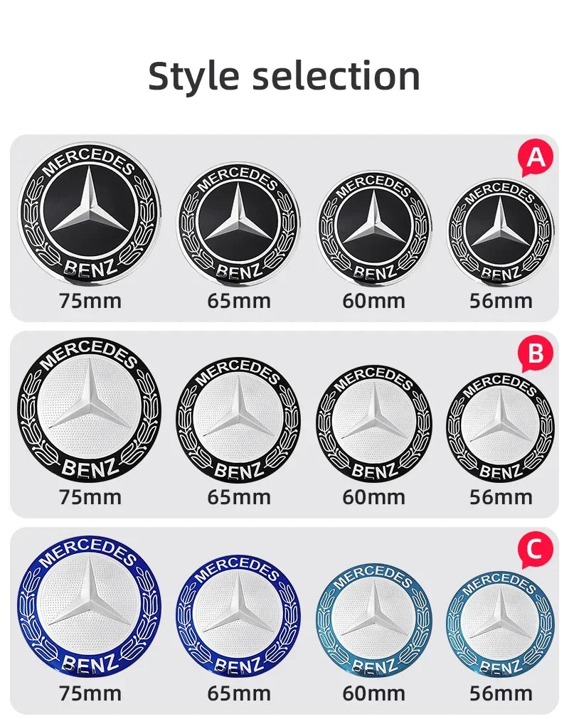 56mm 60mm 65mm 75mm Car Wheel Center Hub Caps Cover Rim Exterior Sticker For Mercedes Benz A B C E Class GLC GLK GLE GLA CLA GLB