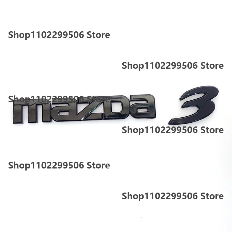 Mazda 3 sport glossy black ABS Car Front Grille Eemblem Rear Trunk Badge Sticker For 2008-2013 Mazda 3 Logo Accessories