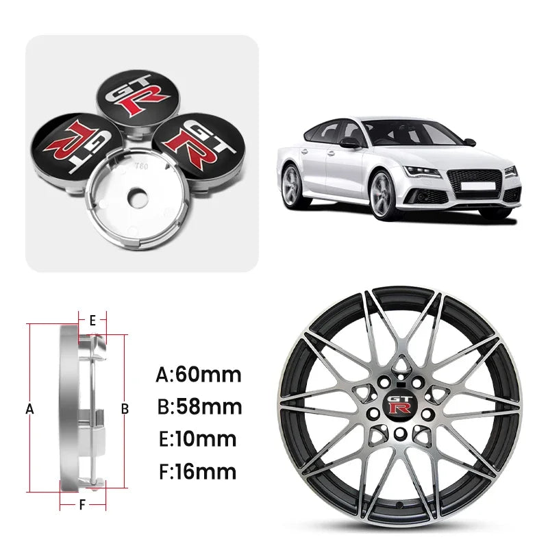 56mm Car Wheel Center Stickers Hub Emblem Decals for Nissan Qashqai X-Trail Patrol Note Leaf Altima Maxima Micra Murano Rogue