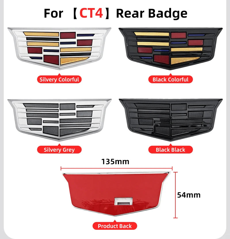 1pcs 3D ABS Car Front Grille Center Emblem Badge Rear Trunk Sticker Accessories For Cadillac CT4 CT5 CT6 XT4 XT5 XT6 XTS ATS
