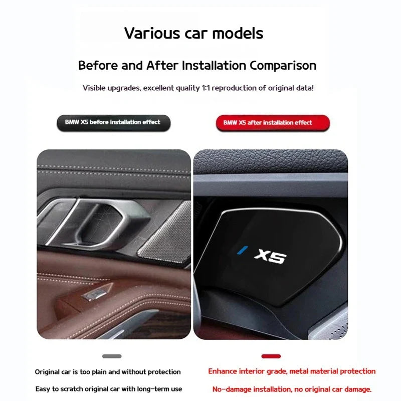 4Pcs Car Inner Door Bowl Guard Stainless Steel For BMW X5 G05 2019-2026 Car Door Handle Protective Trim Exterior Accessories
