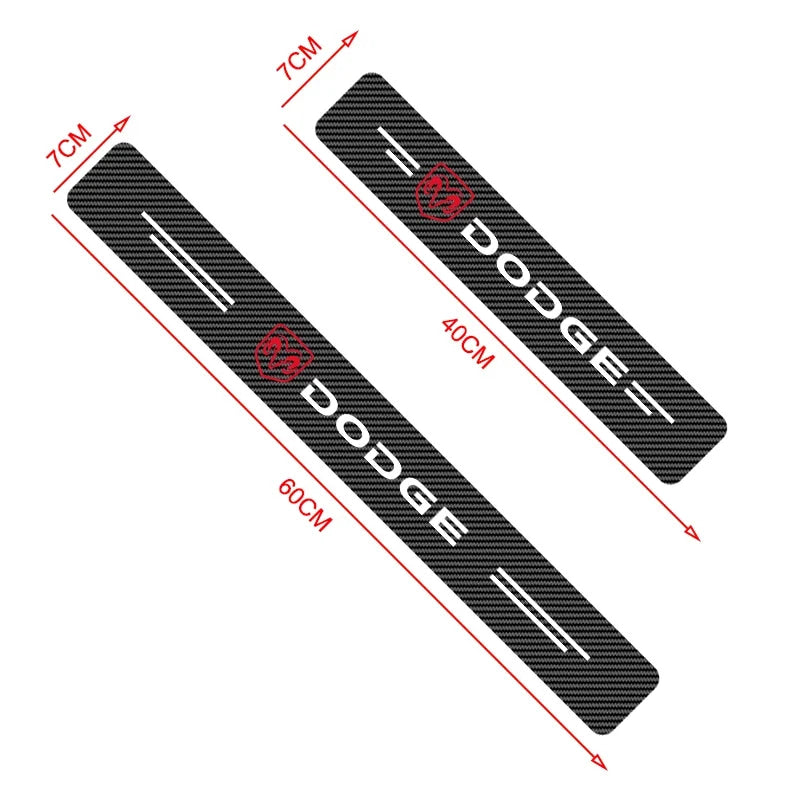 4Pcs Car Door Threshold Protector Sticker Emblem Decal Auto Accessories  For Dodge Durango Caliber Dakota Neon SXT Nitro Ram SRT