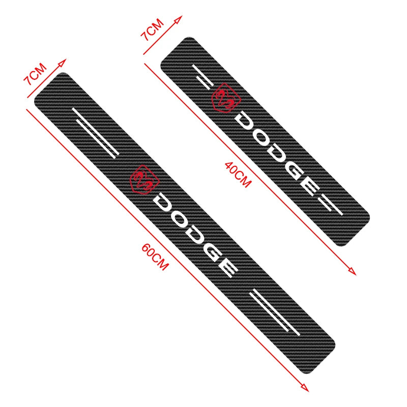 4Pcs Car Door Threshold Protector Sticker Emblem Decal Auto Accessories  For Dodge Durango Caliber Dakota Neon SXT Nitro Ram SRT