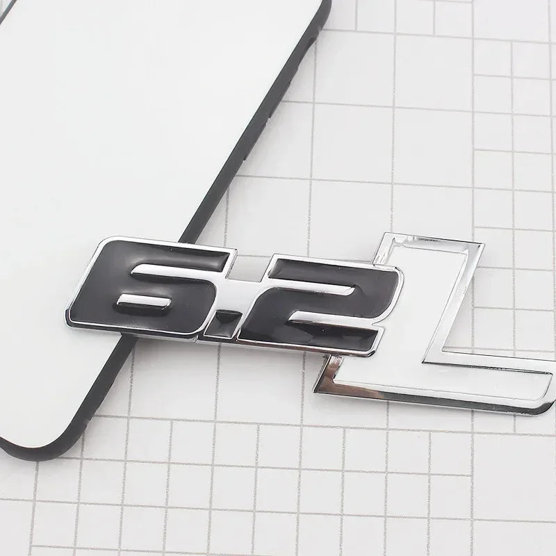 3D Metal 6.2L Logo Car Rear Boot Trunk Emblem Badge Sticker For Ford Raptor F150 Hummer H2 Chevrolet C7 Camaro Dodge Challenger
