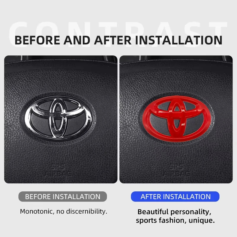 1PC ABS Car Steering Wheel Emblem Badge Sticker Compatible for Toyota Hilux Prius Avensis Auris Verso Corolla Camry Accessories