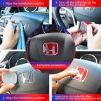 Car Steering Wheel Emblem H-Sticker For Honda Civic Accord City CRV Jade Fit Odyssey Hybrid Red Black Blue Interior Modification