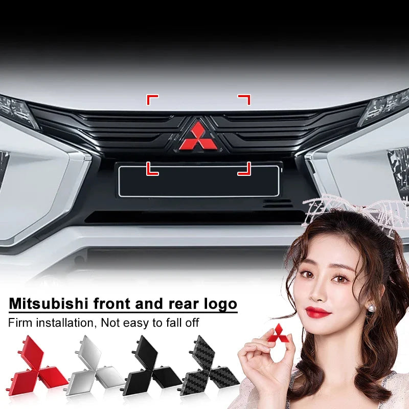 Car Logo Front Bonnet Hood Rear Tail Trunk Emblem Auto Accessories For Mitsubishi ralliart Lancer 9 10 ASX Outlander Pajero L200