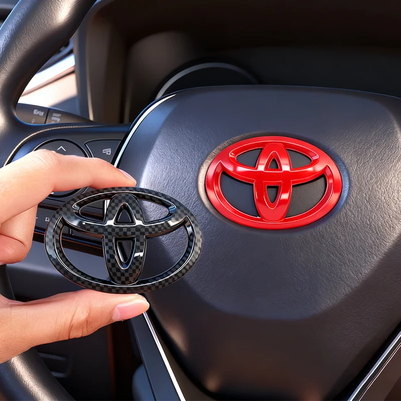 1Pc ABS Steering Wheel Emblem Badge Sticker for Toyota Hilux Prius Avensis Auris Corolla Camry Interior Car Decorate Accessories