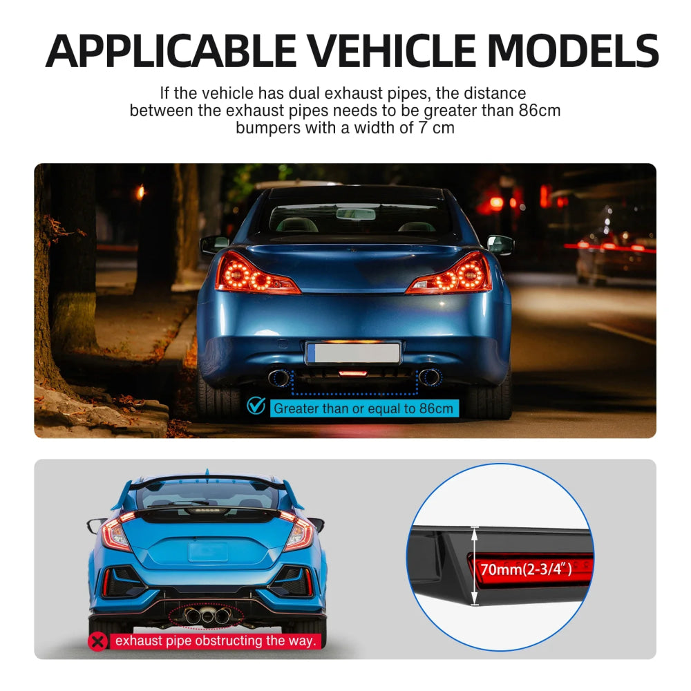 34" Car Rear Bumper Lip Universal Rear Diffuser Shark Fin Style Flat Diffuser For Infiniti Ford Acura TL VW Golf Toyota Nissan