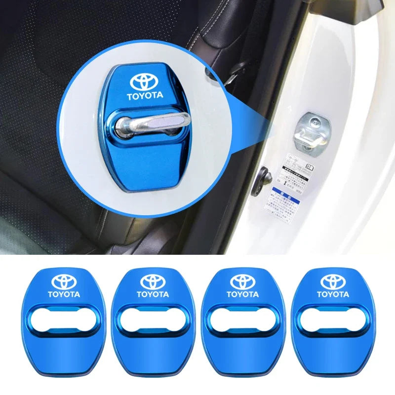4PCS Car Door Lock Cover Stainless Steel Protection Accessories For Toyota Hilux Scion CHR Rav4 Tacoma Raize Fortuner Prado Voxy