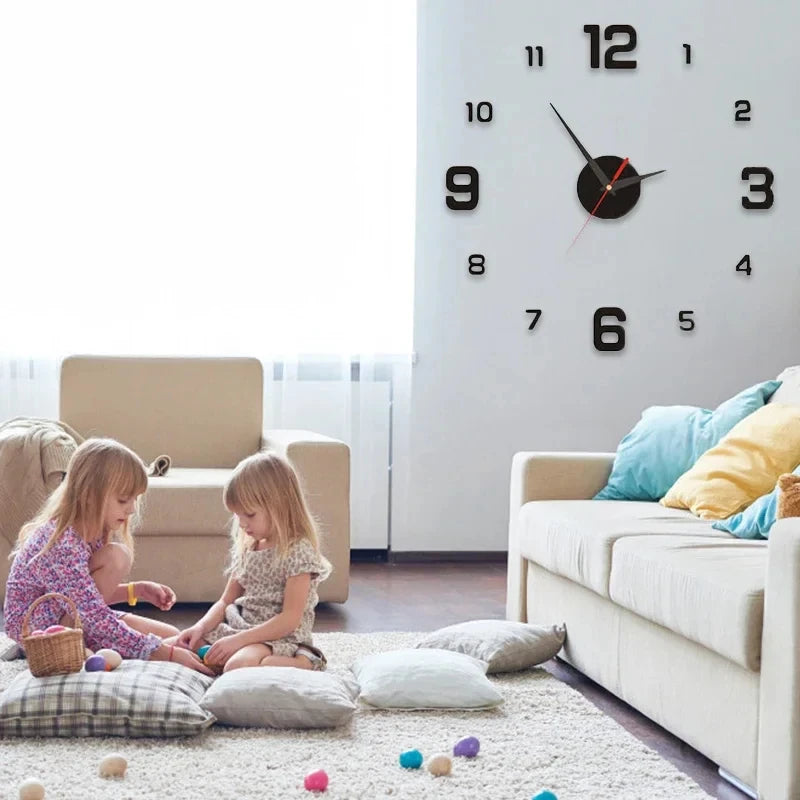 Reloj de Pared 3D Moderno sin Marco, Adhesivo de Espejo para Decoración del Hogar, Oficina, Hotel, Restaurante, Escuela