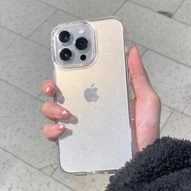 Nueva funda transparente de lujo con purpurina ostentosa para iPhone 16, 15, 14, 13, 12, 11 Pro Max Mini X XR XS, funda suave transparente de TPU a prueba de golpes