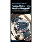 POEDAGAR Original Man Wristwatch Top Luxury Waterproof Luminous Date Week Watch For Men Quartz Sport Leather Men's Watches Reloj