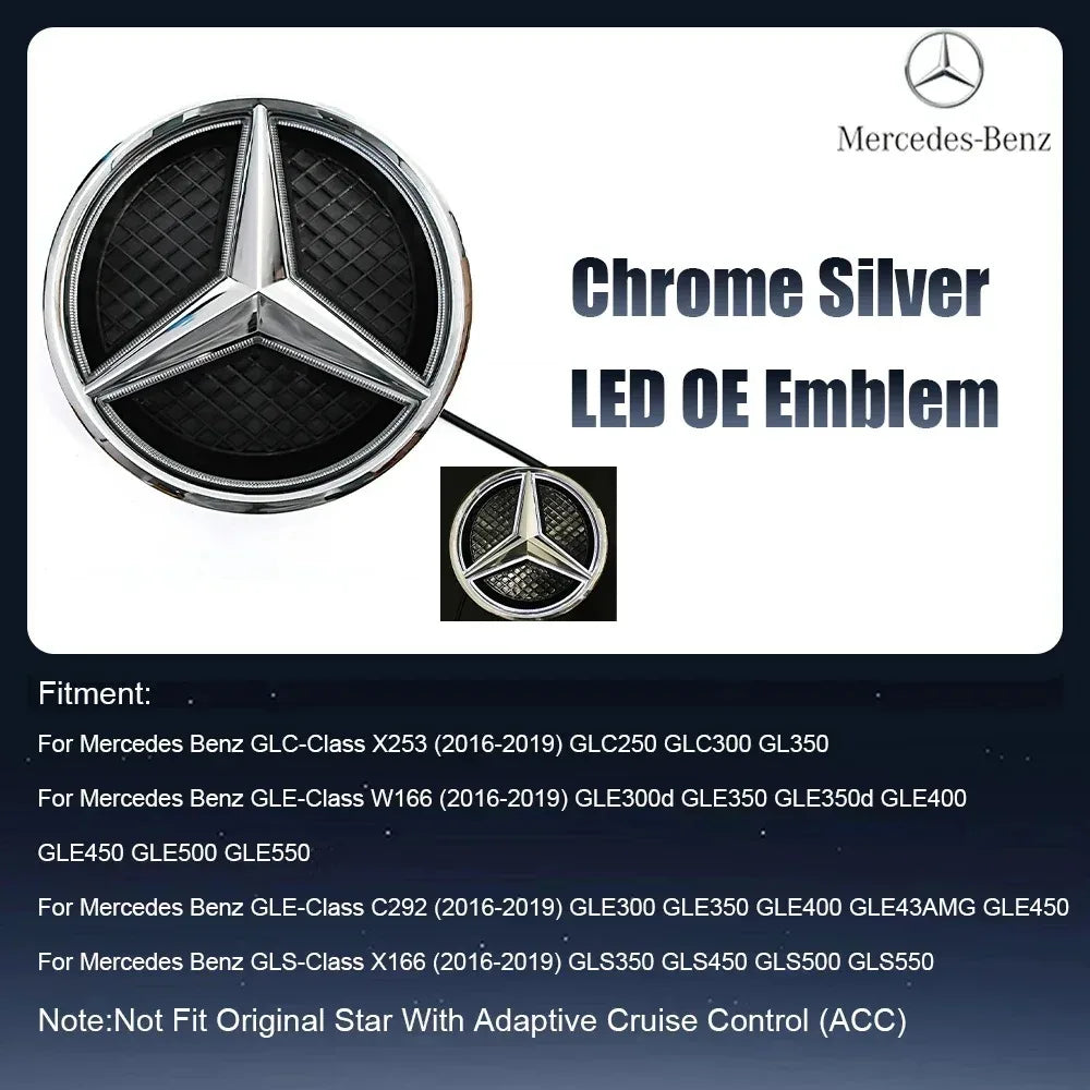 Front Grill Star Emblem  Logo Badge For Mercedes BenzX253 GLE GLC GLS W166 C292 X166 2016-2019