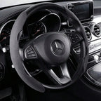 Universal Suede / Nappa Leather Car Steering Wheel Cover 38CM Breathable O/D Shape Protector Non-Slip Auto Interior Accessories