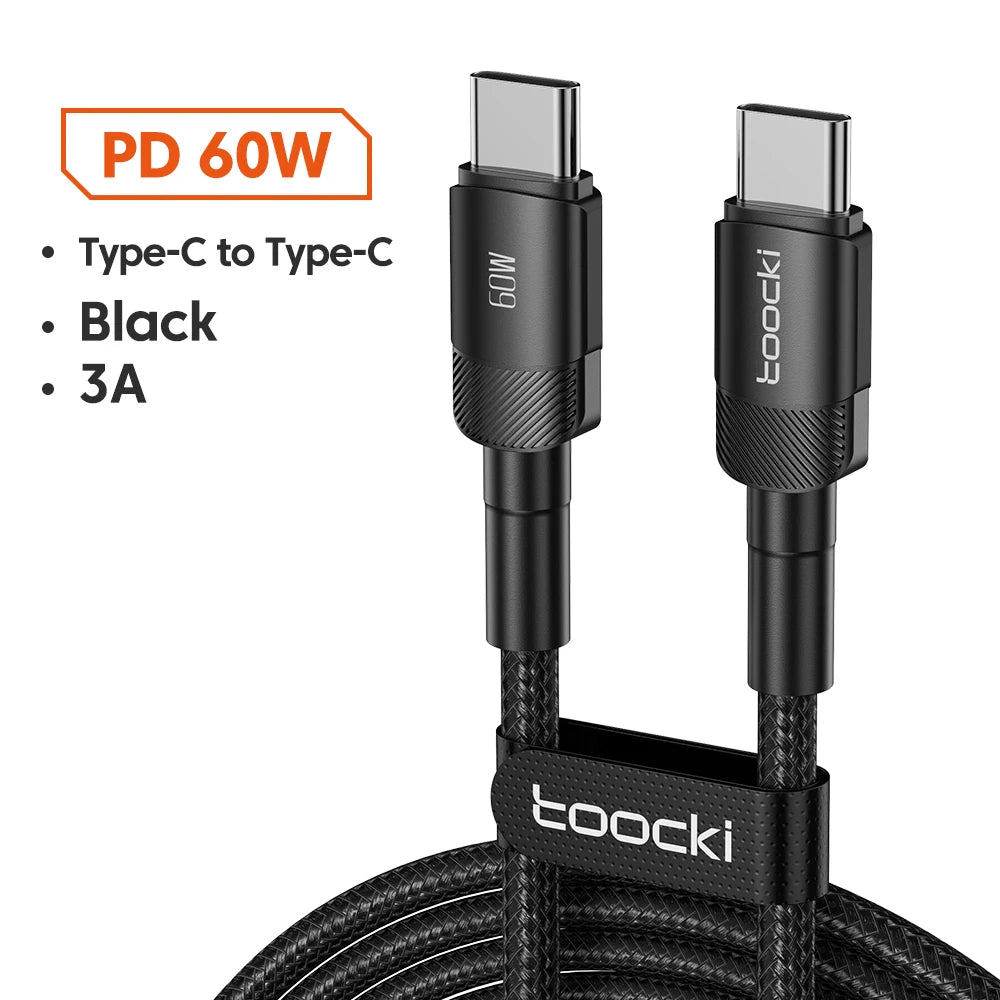 Toocki 100W tipo C a USB C cable PD 3,0 carga rápida 4,0 carga rápida tipo C a tipo C para iPhone 15 Macbook Samsung Xiaomi