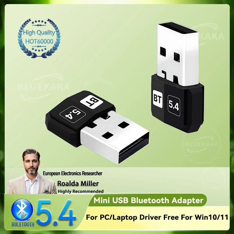 Upgrades Mini USB Bluetooth 5.4 Dongle Adapter WIreless Transmitter Receiver For PC/Laptop Driver Free For Win10/11 Driver Free